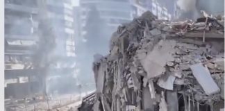 مشاهد الفيديو الاول:-من اوتوستراد السيد’ هادي مبنى حرقوص تشكن ( والفيديو الثاني من مكان الاستهداف في منطقة بئر العبد)