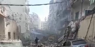 مشاهد بالفيديو :- لاثار الدمار الهائل من مكان الاستهداف في منطقة الغبيري محيط الشياح