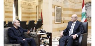 رئيس الحكومة عقب استقبال لاريجاني: الاولوية لوقف العدوان الاسرائيلي