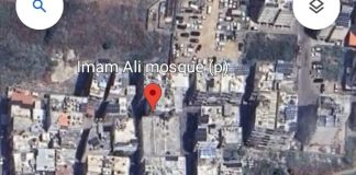 المبنى رقم ٢ في منطقة الحدث كما هو ظاهر على الخريطة خلف مُحيط جامع الإمام علي (صورة)