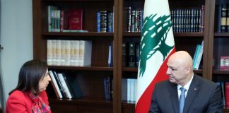 *الرئيس عون امام وزيرة الدفاع الاسبانية: لقيت تجاوبا من المجتمع الدولي الذي يفترض ان يضغط لارغام اسرائيل’ على الانسحاب من الاراضي التي تحتلها في الجنوب ضمن المهلة المحددة لذلك*