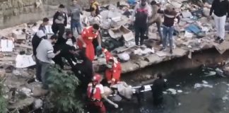 *بالصورة ؛ العثور على جثة’ متحللة في مجرى نهر أبو علي في طرابلس، وقد عملت الهيئات الصحة على سحبها*