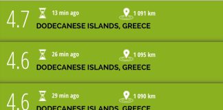 تزايد الهزات الارضية في اليونان منذ ساعة حتى الان بدرجات تتراوح 4.5/4.6/4.7