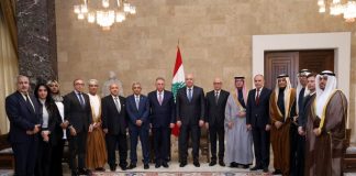 رئيس الجمهورية لوفد السفراء العرب: نأمل بدعم الدول العربية كي يعود لبنان شرفة العرب، كما كان يقول مؤسس المملكة العربية السعودية، عبد العزيز بن عبد الرحمن آل سعود