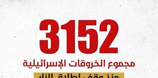 كم بلغ عدد الشهداء والخروقات منذ وقف اطلاق النار ؟