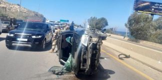 انقلاب سيارة في بيروت