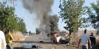 غارة من مسيرة استهدفت سيارة في منطقة عين السماحية بين زوطر الشرقية و النبطية الفوقا