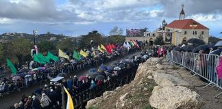 رئيس الجمهورية العماد جوزاف عون واللبنانية الأولى السيدة نعمت عون استقبلوا البابا لاوون الرابع عشر بعد وصوله إلى دير مار مارون