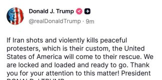 ترامب في رسالة إلى المتظاهرين في إيران : إذا استمر النظام في إطلاق النار عليكم فسوف نأتي لإنقاذكم.