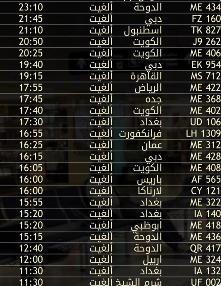 *بالصورة: الغاء الرحلات التالية من مطار بيروت*