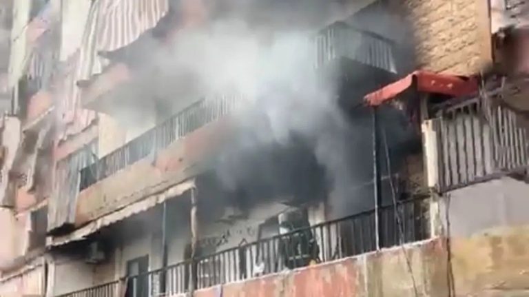 *توضيح: اندلاع حريق في شقة بمنطقة المصيلح ولا يوجد أي استهداف*