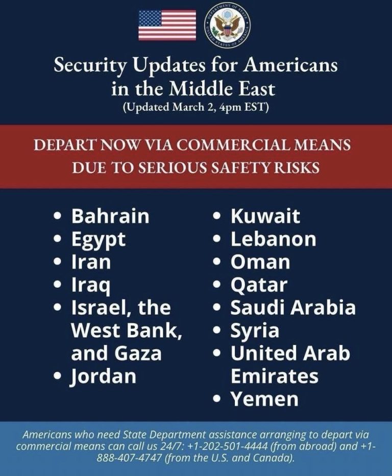 *بالصورة – وزارة الخارجية الأمريكية: غادروا الآن أيها الأمريكيون*